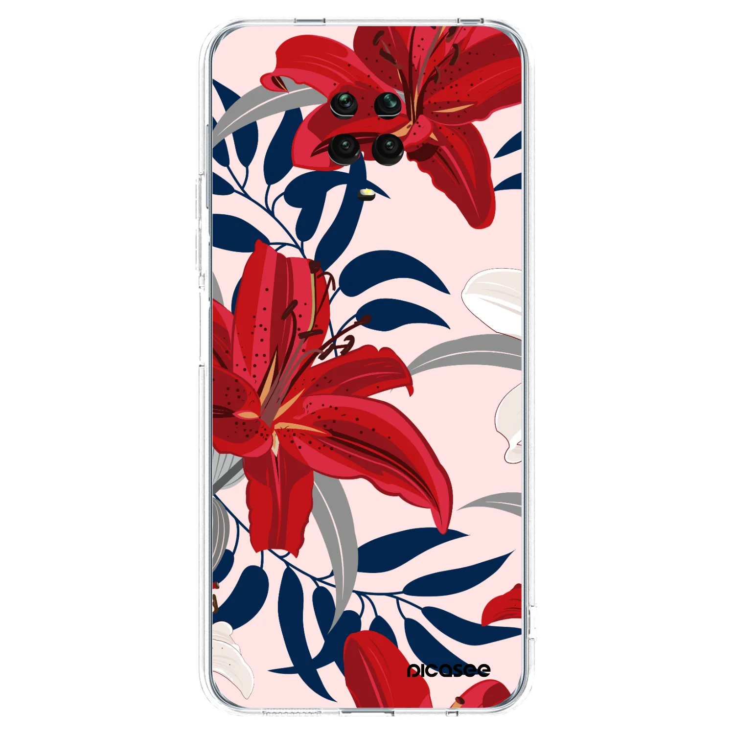 Picasee Xiaomi Redmi Note 9S Hülle - Transparentes Silikon - Red Lily