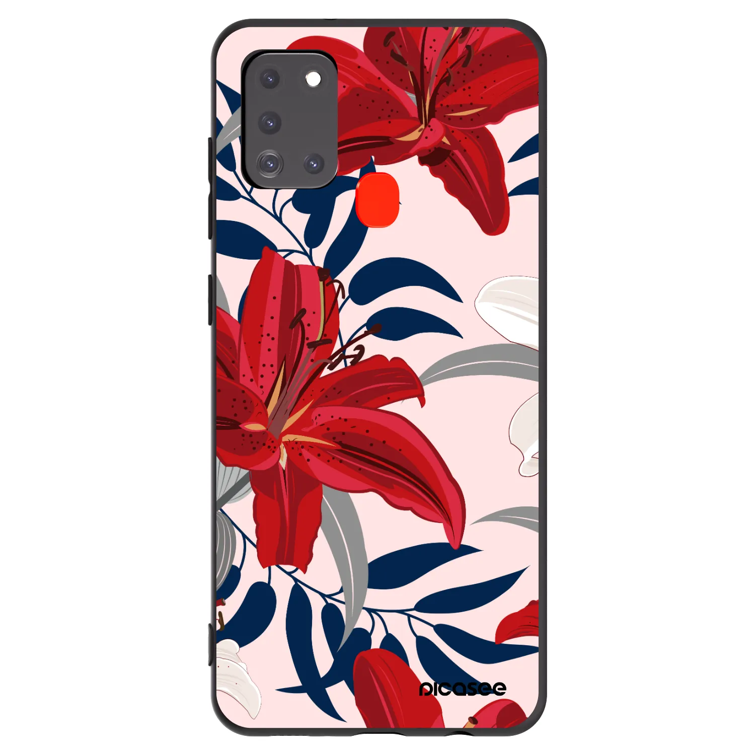 Picasee Samsung Galaxy A21s Hülle - Schwarzes Silikon - Red Lily