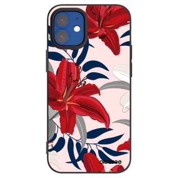 Picasee Apple iPhone 12 mini Hülle - Schwarzes Silikon - Red Lily
