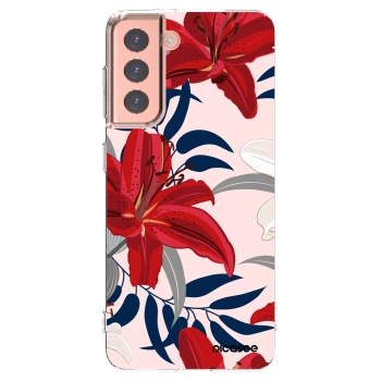Picasee Samsung Galaxy S21 5G G991B Hülle - Transparentes Silikon - Red Lily