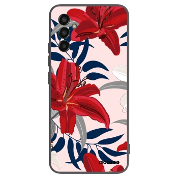 Picasee Samsung Galaxy M13 M135F Hülle - Schwarzes Silikon - Red Lily