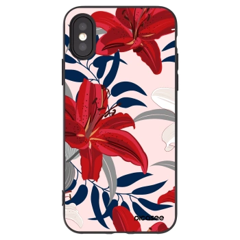 Picasee Apple iPhone X/XS Hülle - Schwarzes Silikon - Red Lily