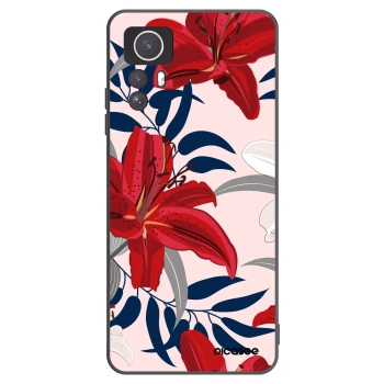Picasee Xiaomi Redmi Note 12S Hülle - Schwarzes Silikon - Red Lily