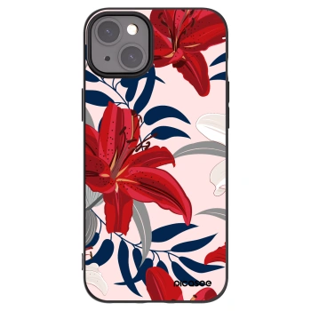 Picasee Apple iPhone 15 Plus Hülle - Schwarzes Silikon - Red Lily