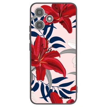 Picasee Xiaomi Redmi 12 5G Hülle - Schwarzes Silikon - Red Lily
