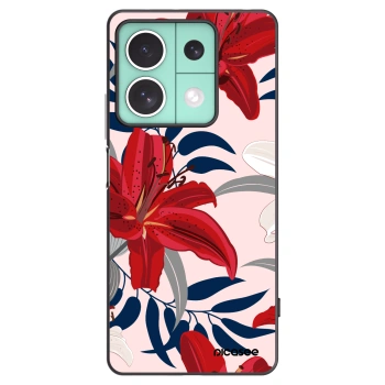 Picasee Xiaomi Redmi Note 13 5G Hülle - Schwarzes Silikon - Red Lily
