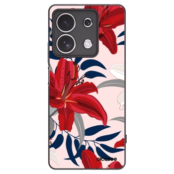 Picasee Xiaomi Redmi Note 13 4G Hülle - Schwarzes Silikon - Red Lily