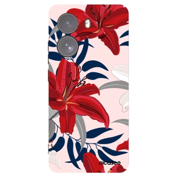 Picasee Xiaomi Poco X7 Hülle - Schwarzes Silikon - Red Lily
