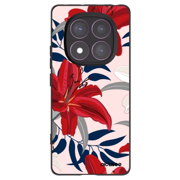 Picasee Xiaomi Redmi Note 14 Pro 4G Hülle - Schwarzes Silikon - Red Lily