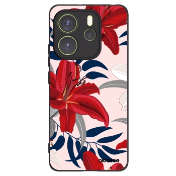 Picasee Xiaomi Redmi Note 14 4G Hülle - Schwarzes Silikon - Red Lily