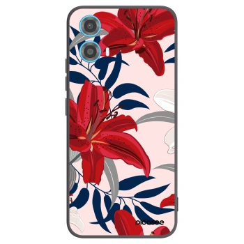 Picasee Motorola Moto G34 5G Hülle - Schwarzes Silikon - Red Lily