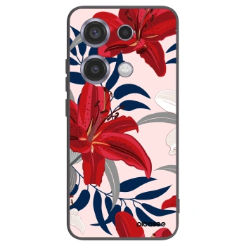 Picasee Xiaomi Redmi Note 14S Hülle - Schwarzes Silikon - Red Lily