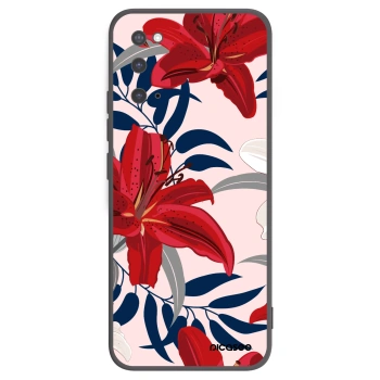 Picasee Samsung Galaxy S20 G980F Hülle - Schwarzes Silikon - Red Lily
