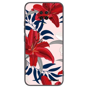 Picasee Xiaomi Redmi Note 9S Hülle - Schwarzes Silikon - Red Lily