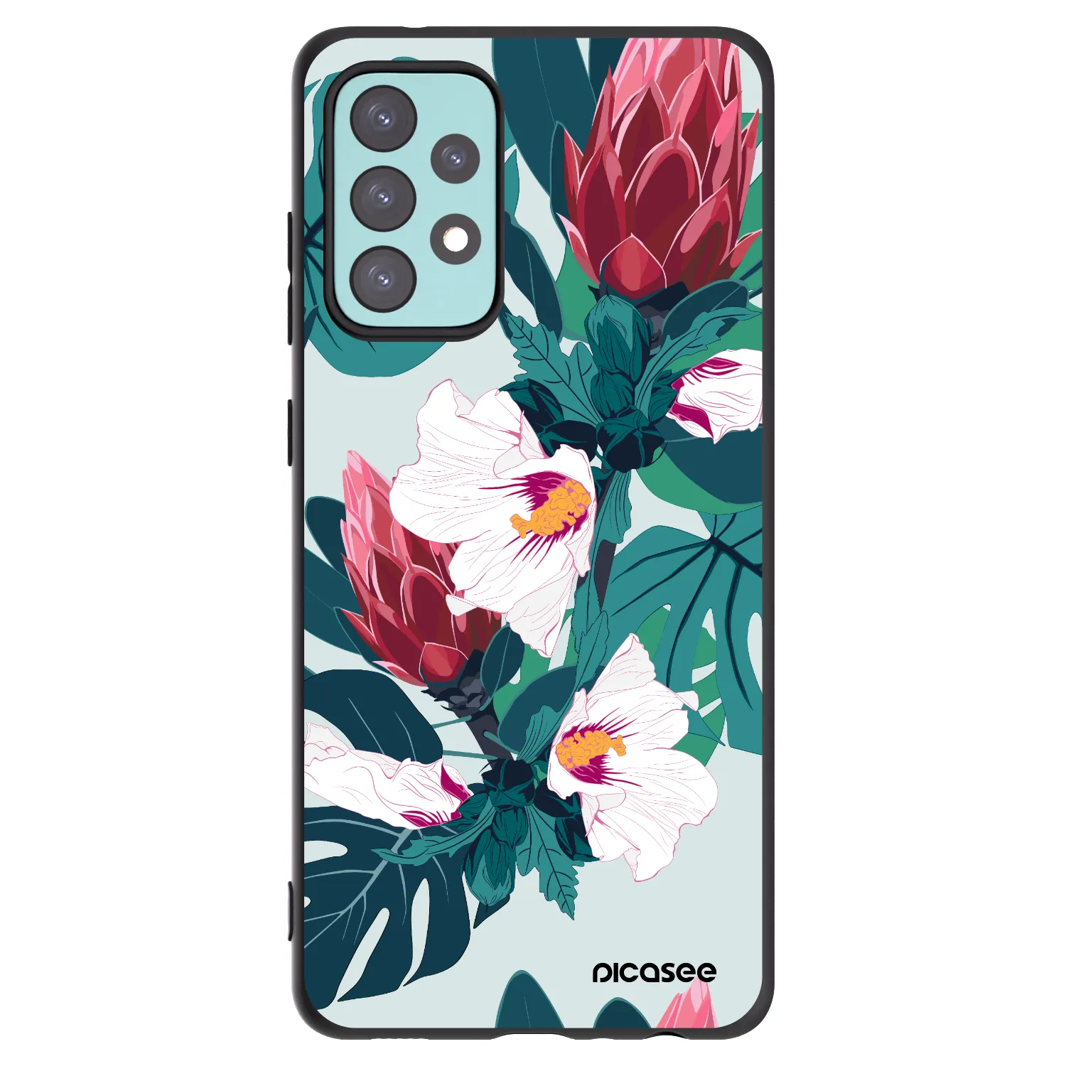Picasee Samsung Galaxy A72 A725F Hülle - Schwarzes Silikon - Rhododendron
