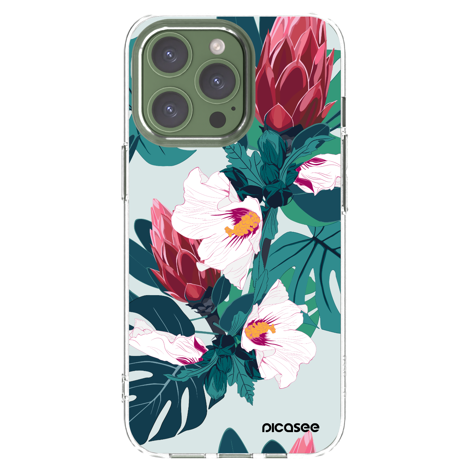 Picasee Apple iPhone 13 Pro Hülle - Transparentes Silikon - Rhododendron