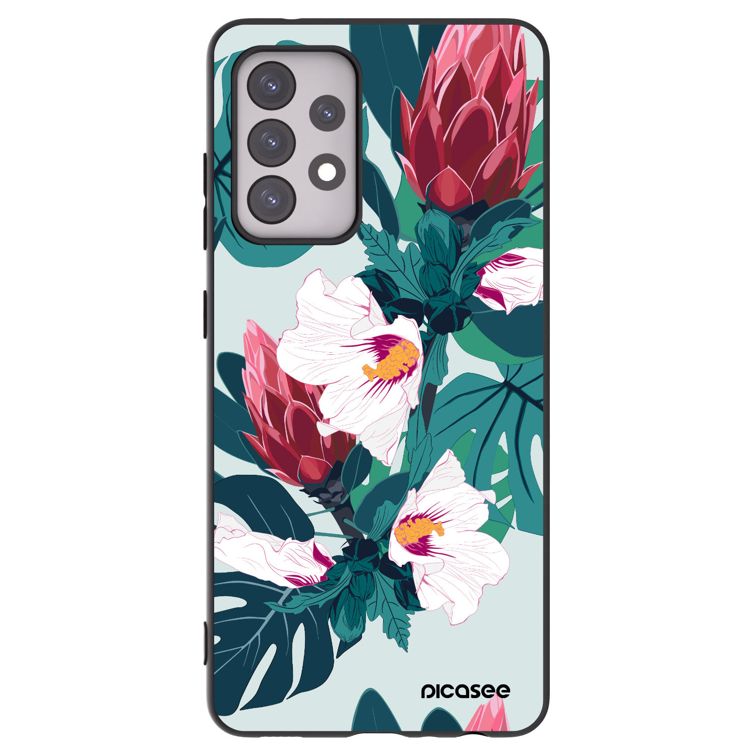 Picasee Samsung Galaxy A52s 5G A528B Hülle - Schwarzes Silikon - Rhododendron