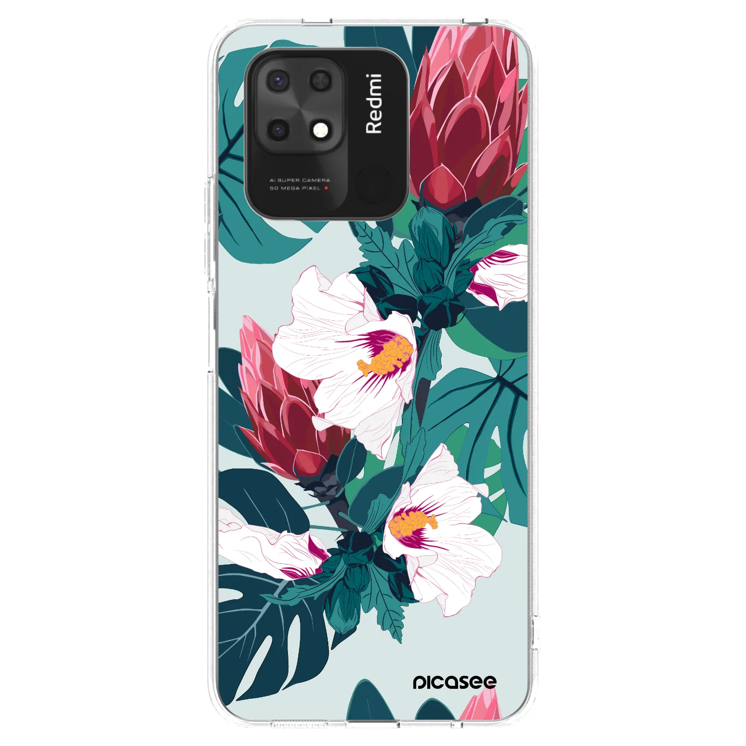 Picasee Xiaomi Redmi 10C Hülle - Transparentes Silikon - Rhododendron