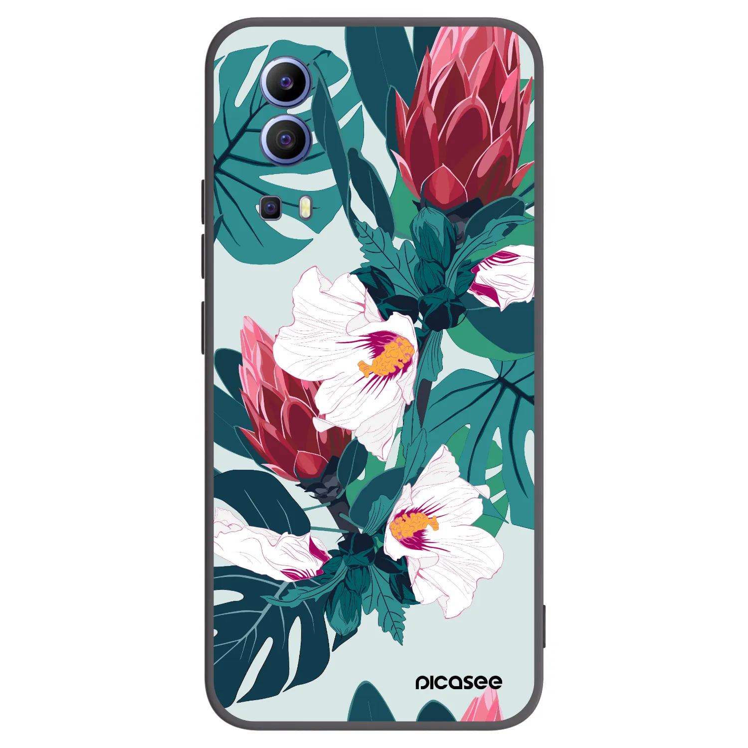 Picasee Vivo Y52 5G Hülle - Schwarzes Silikon - Rhododendron