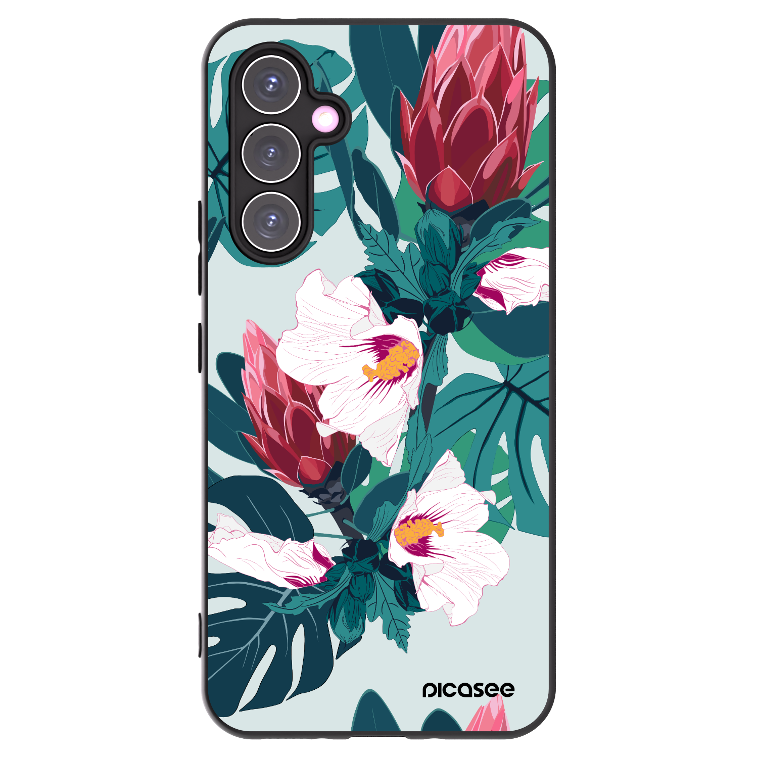 Picasee Samsung Galaxy A54 5G A546B Hülle - Schwarzes Silikon - Rhododendron