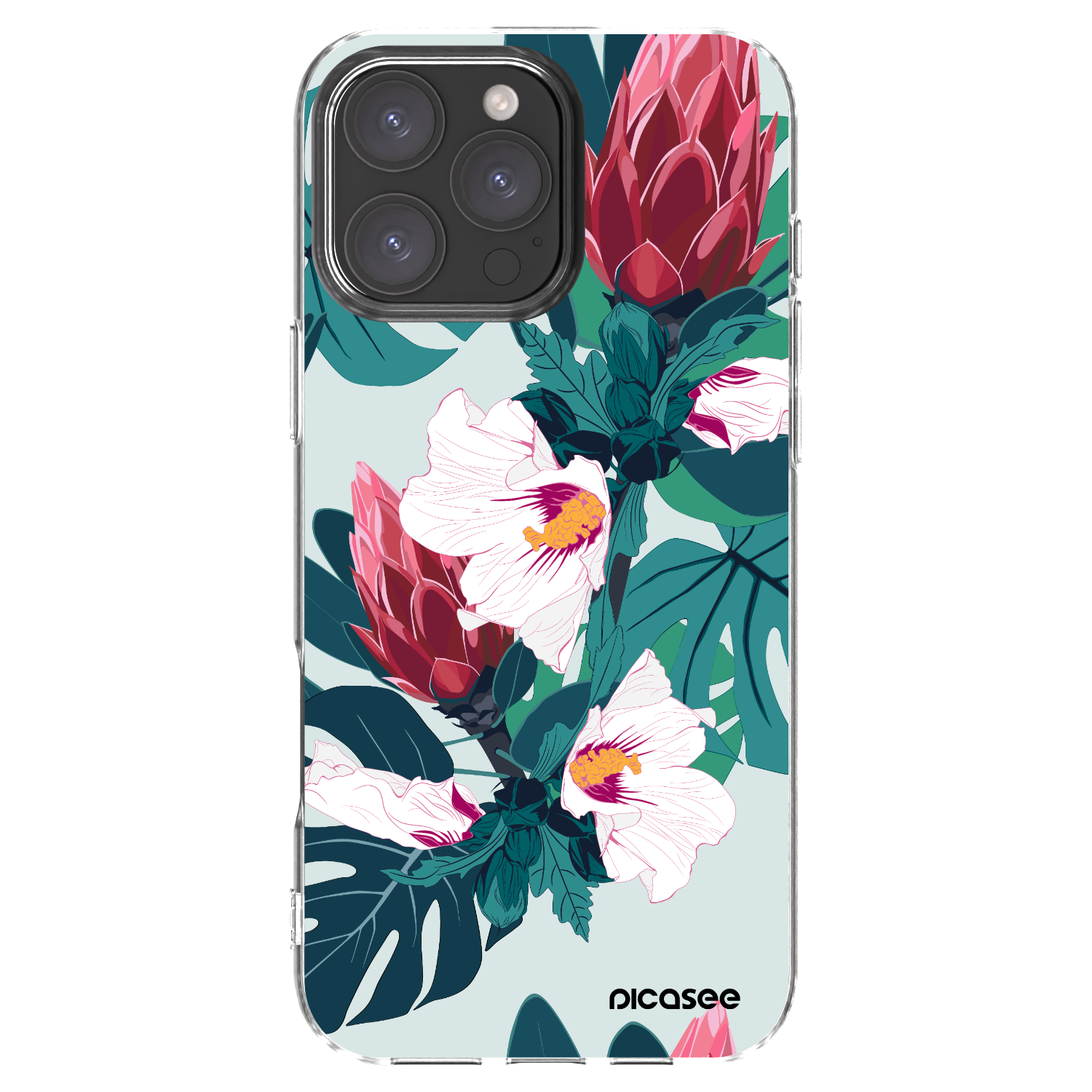 Picasee Apple iPhone 16 Pro Max Hülle - Transparentes Silikon - Rhododendron
