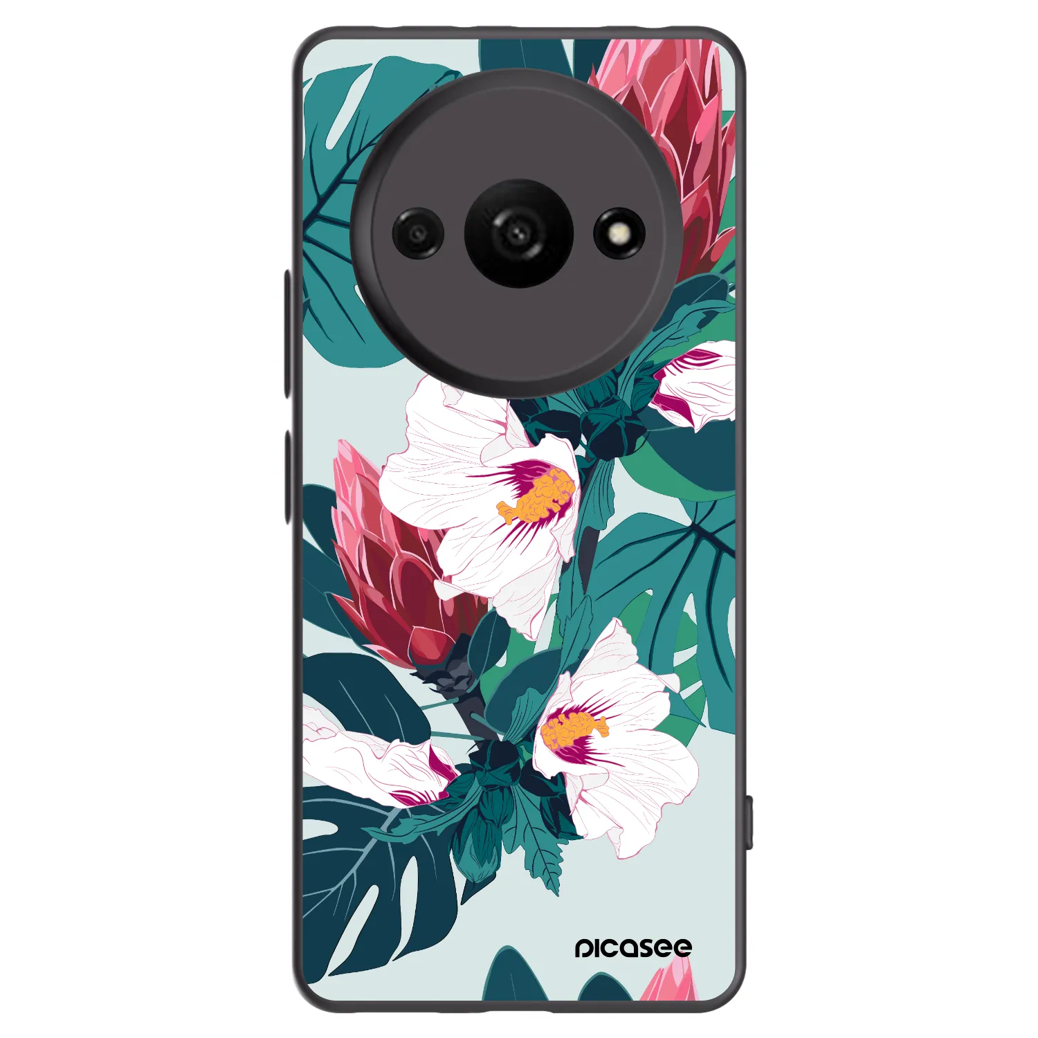 Picasee Xiaomi Redmi A3 Hülle - Schwarzes Silikon - Rhododendron