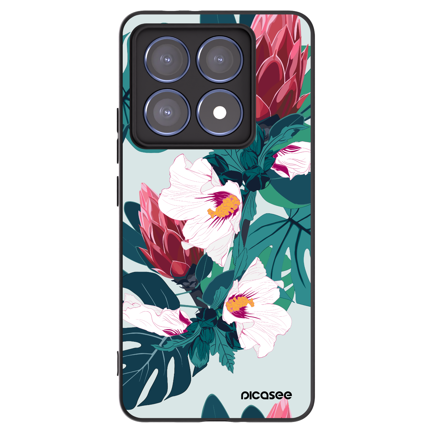 Picasee Xiaomi 14T Pro Hülle - Schwarzes Silikon - Rhododendron