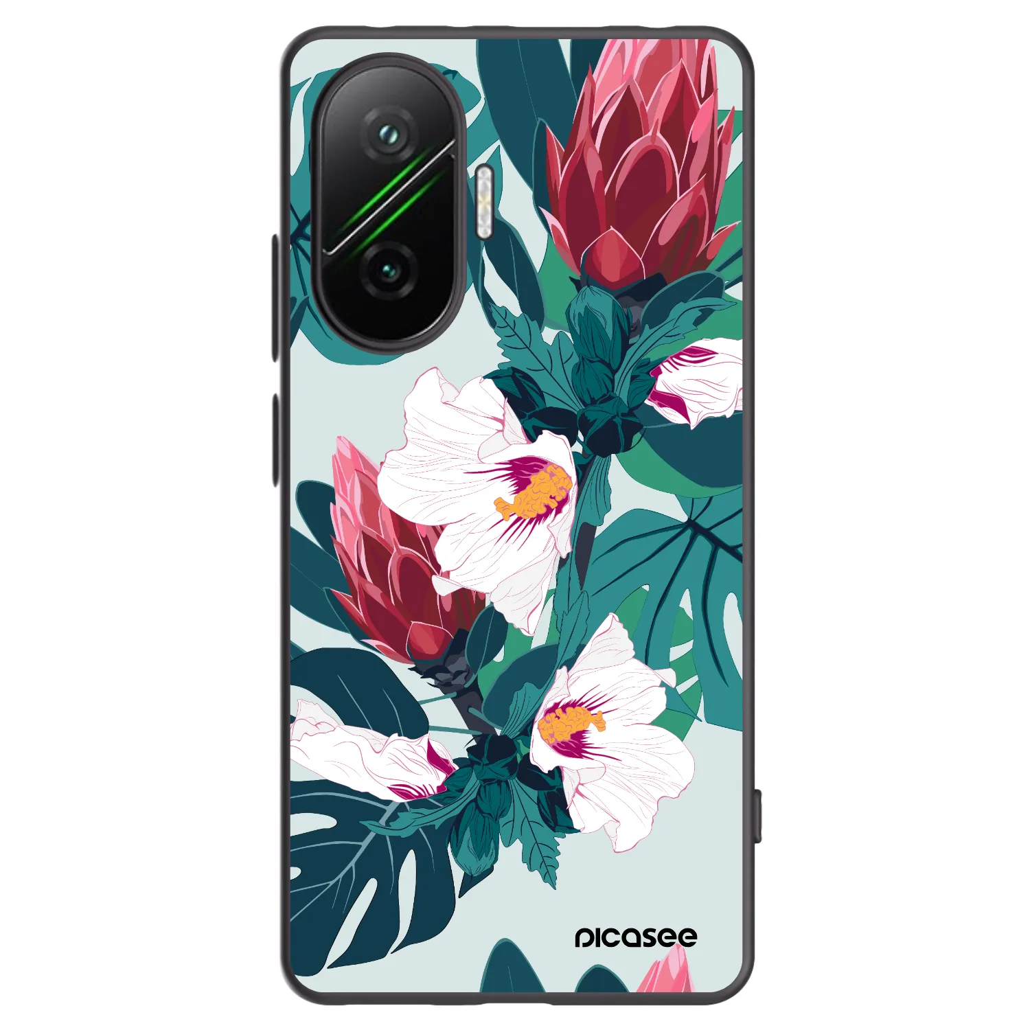 Picasee Xiaomi Poco F7 Pro 5G Hülle - Schwarzes Silikon - Rhododendron