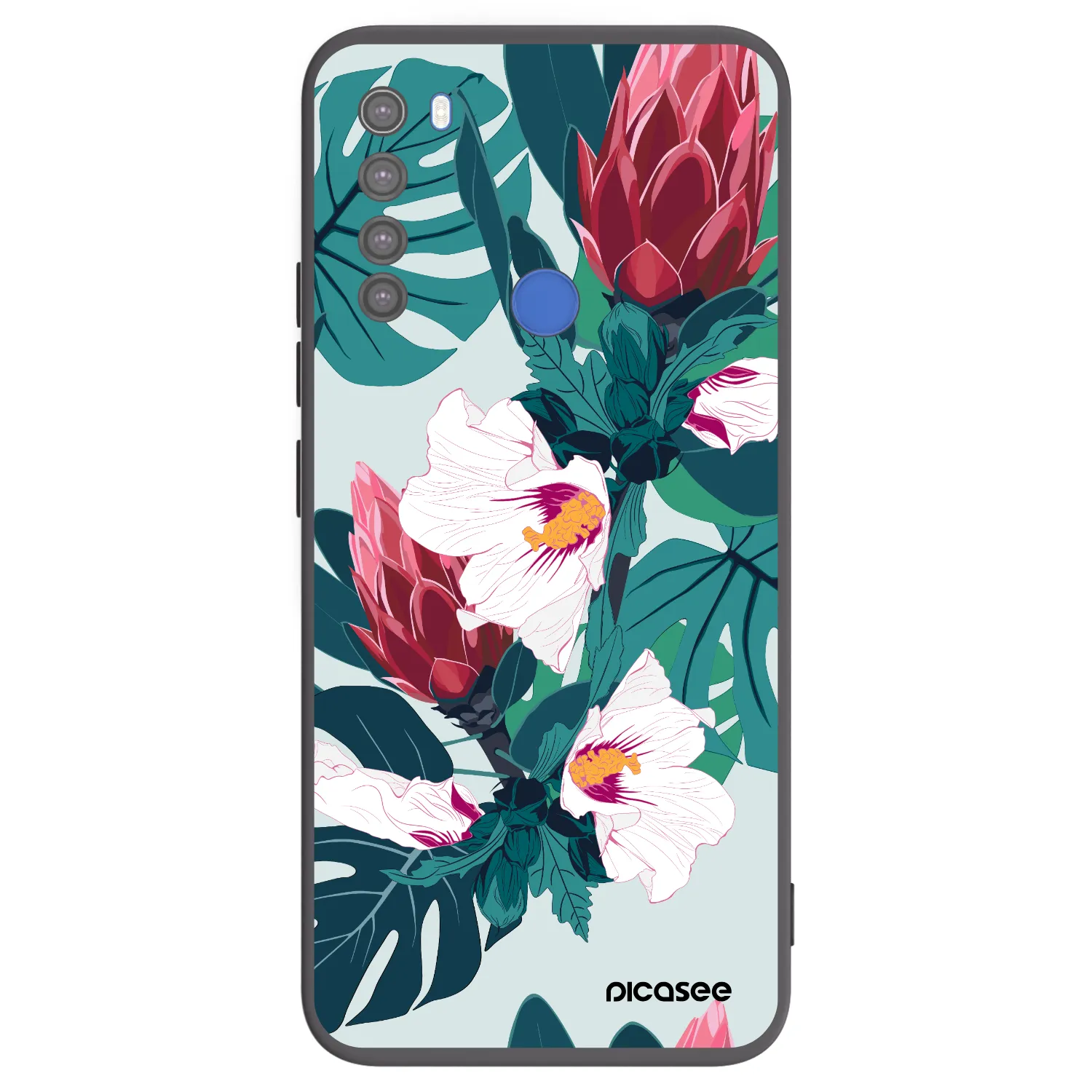 Picasee Xiaomi Redmi Note 8T Hülle - Schwarzes Silikon - Rhododendron