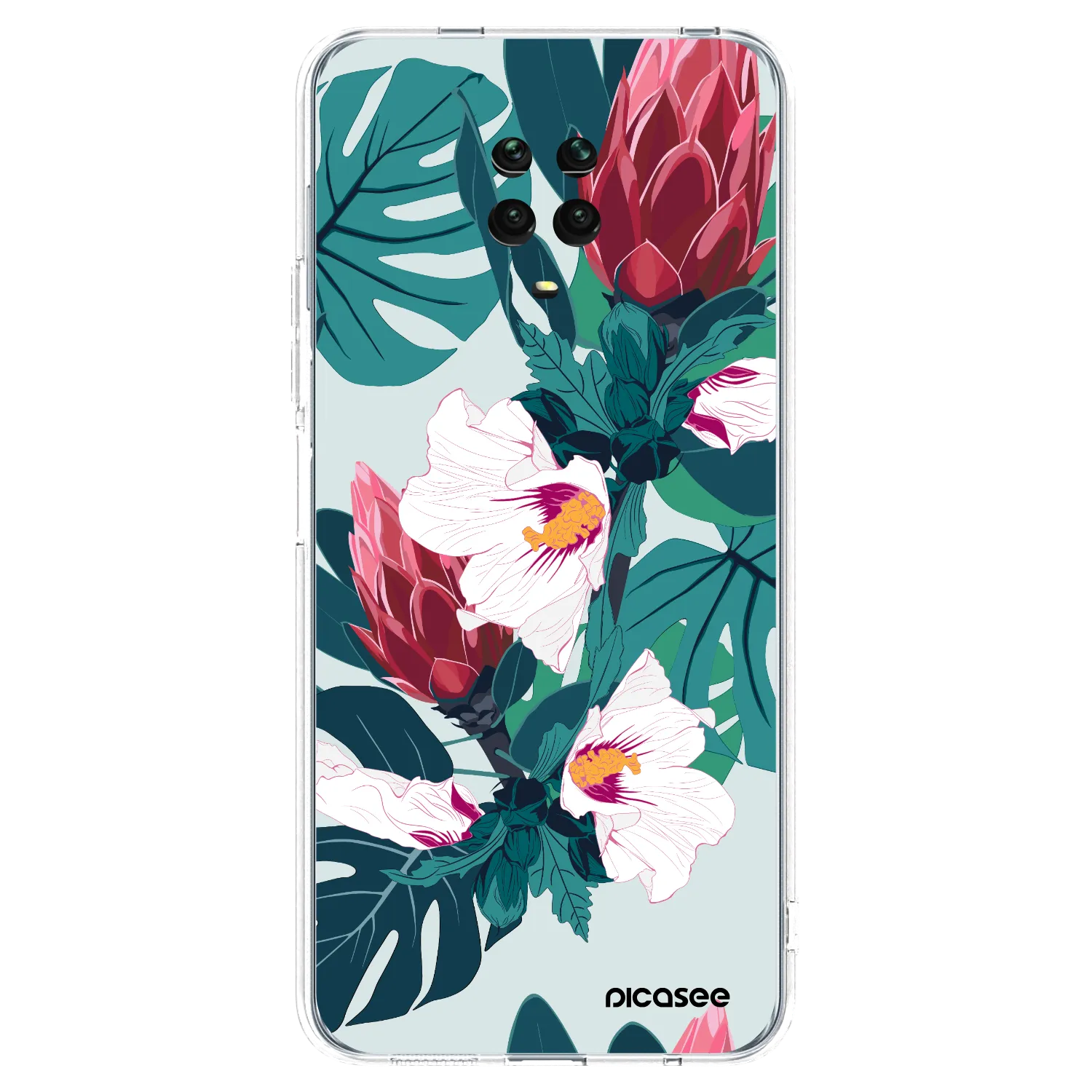 Picasee Xiaomi Redmi Note 9S Hülle - Transparentes Silikon - Rhododendron