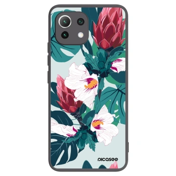 Picasee Xiaomi Mi 11 Lite Hülle - Schwarzes Silikon - Rhododendron