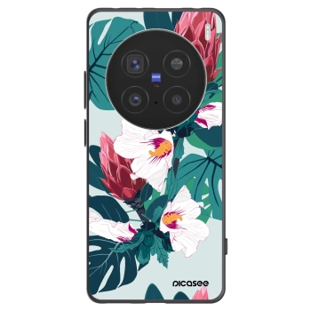 Picasee Vivo X200 Pro Hülle - Schwarzes Silikon - Rhododendron