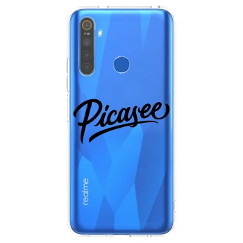 Picasee Realme 5 Hülle - Transparentes Silikon - Picasee - old logo - black