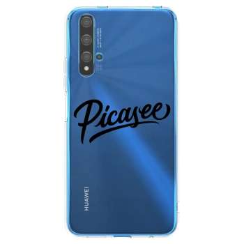 Picasee Huawei Nova 5T Hülle - Transparentes Silikon - Picasee - old logo - black