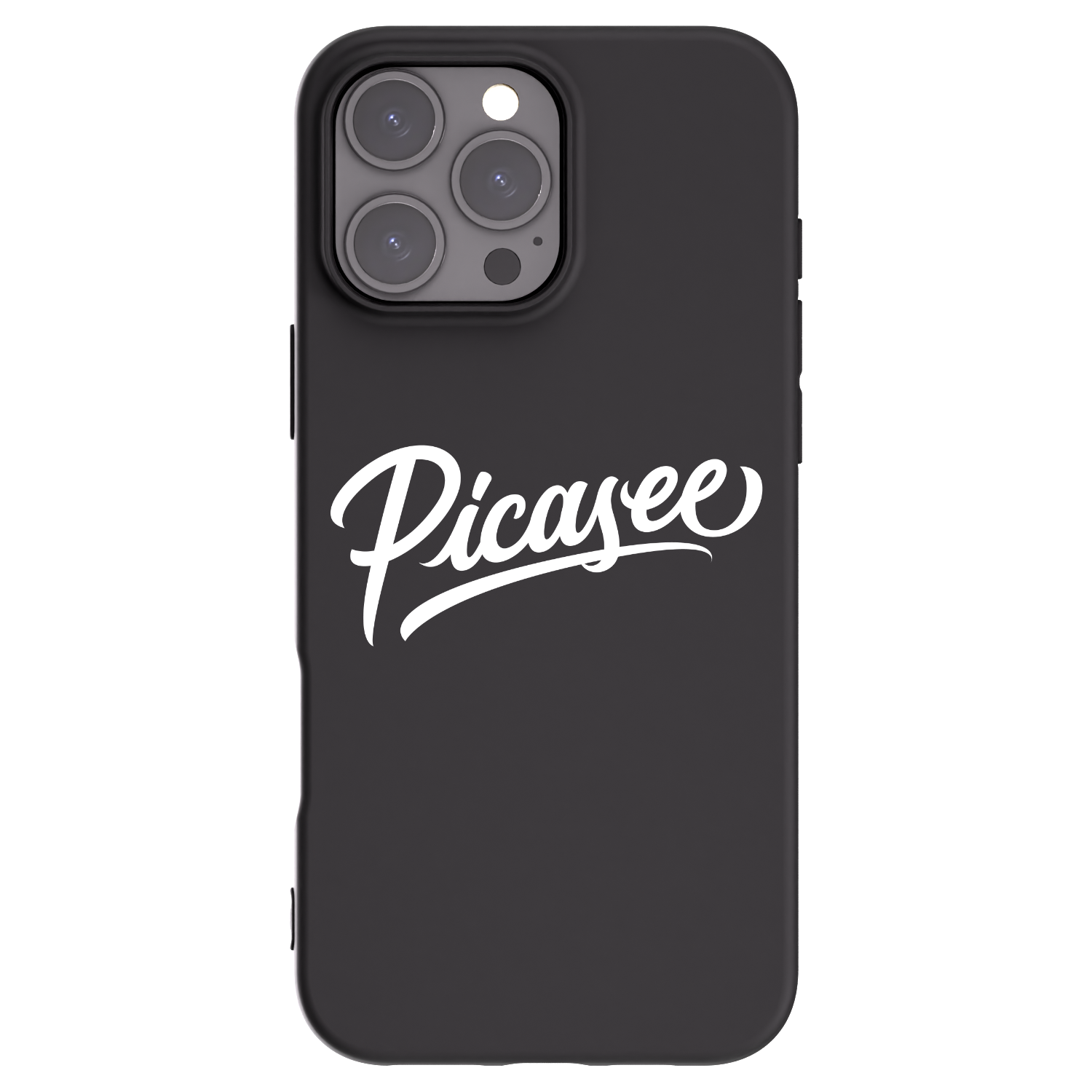 Picasee Apple iPhone 16 Pro Max Hülle - Schwarzes Silikon - Picasee - old logo - white