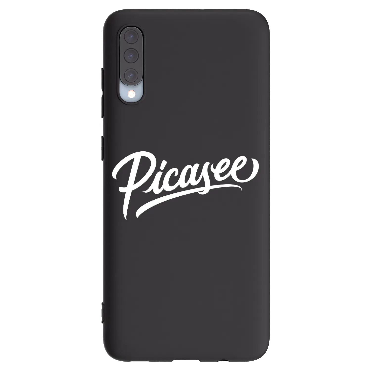 Picasee Samsung Galaxy A70 A705F Hülle - Schwarzes Silikon - Picasee - old logo - white