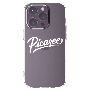 Picasee Apple iPhone 14 Pro Hülle - Transparentes Silikon - Picasee - old logo - white