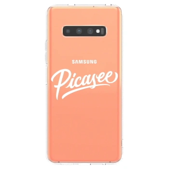 Picasee Samsung Galaxy S10 Plus G975 Hülle - Transparentes Silikon - Picasee - old logo - white