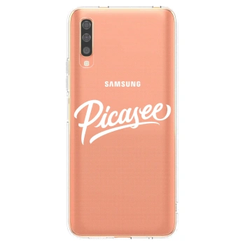 Picasee Samsung Galaxy A70 A705F Hülle - Transparentes Silikon - Picasee - old logo - white