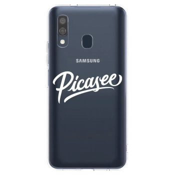 Picasee Samsung Galaxy A40 A405F Hülle - Transparentes Silikon - Picasee - old logo - white