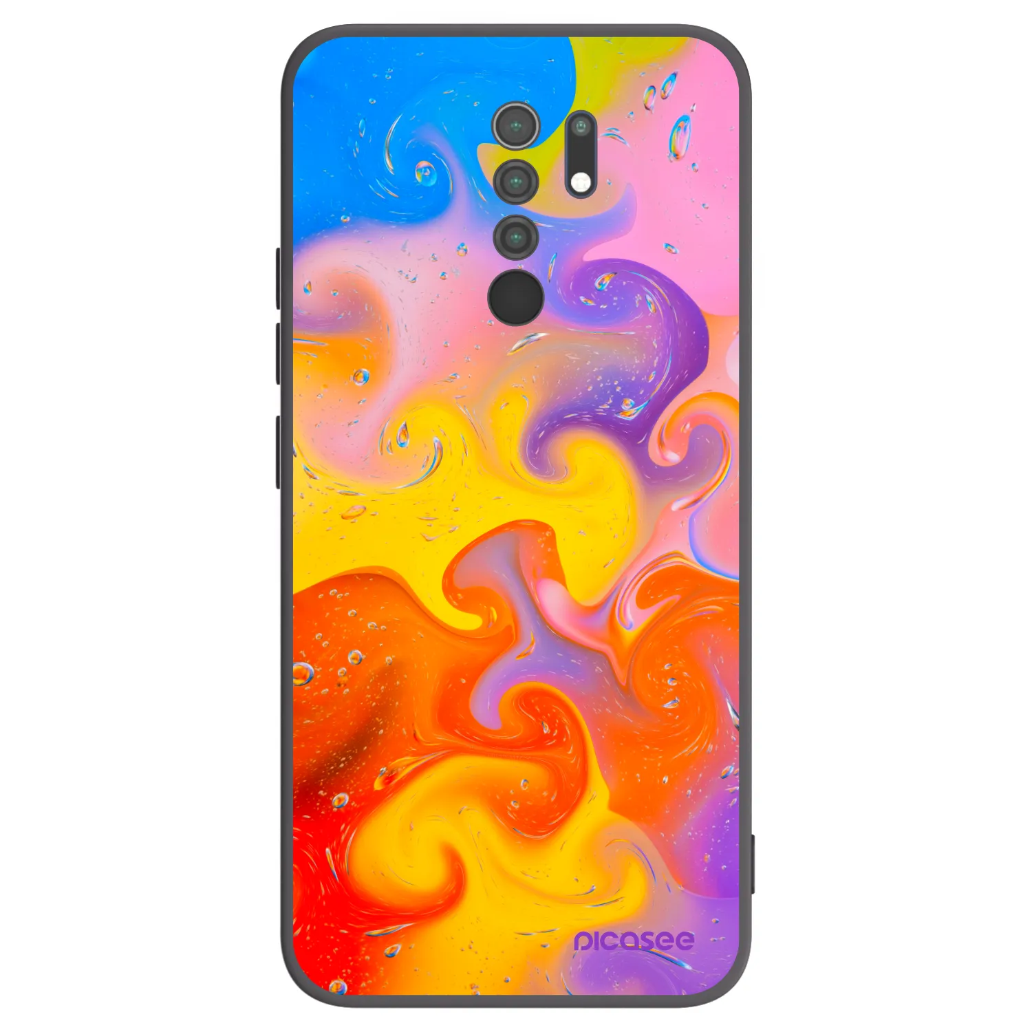 Picasee Xiaomi Redmi 9 Hülle - Schwarzes Silikon - Bubbles