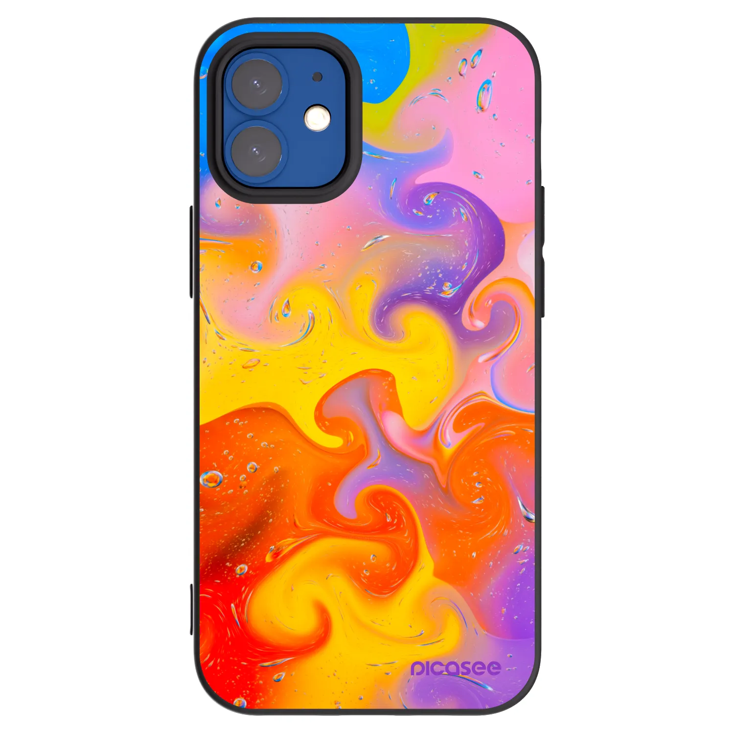 Picasee Apple iPhone 12 mini Hülle - Schwarzes Silikon - Bubbles
