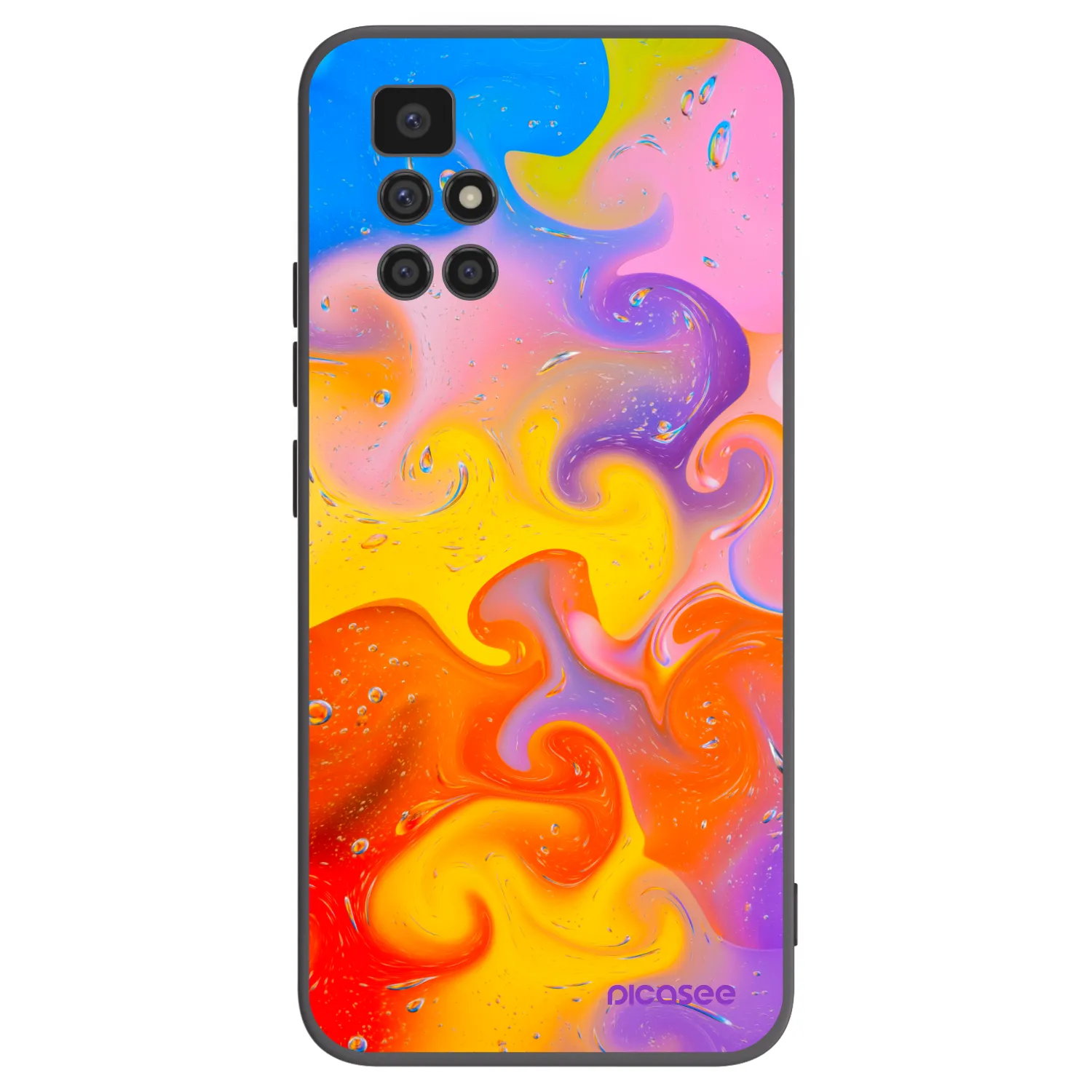 Picasee Xiaomi Redmi 10 Hülle - Schwarzes Silikon - Bubbles