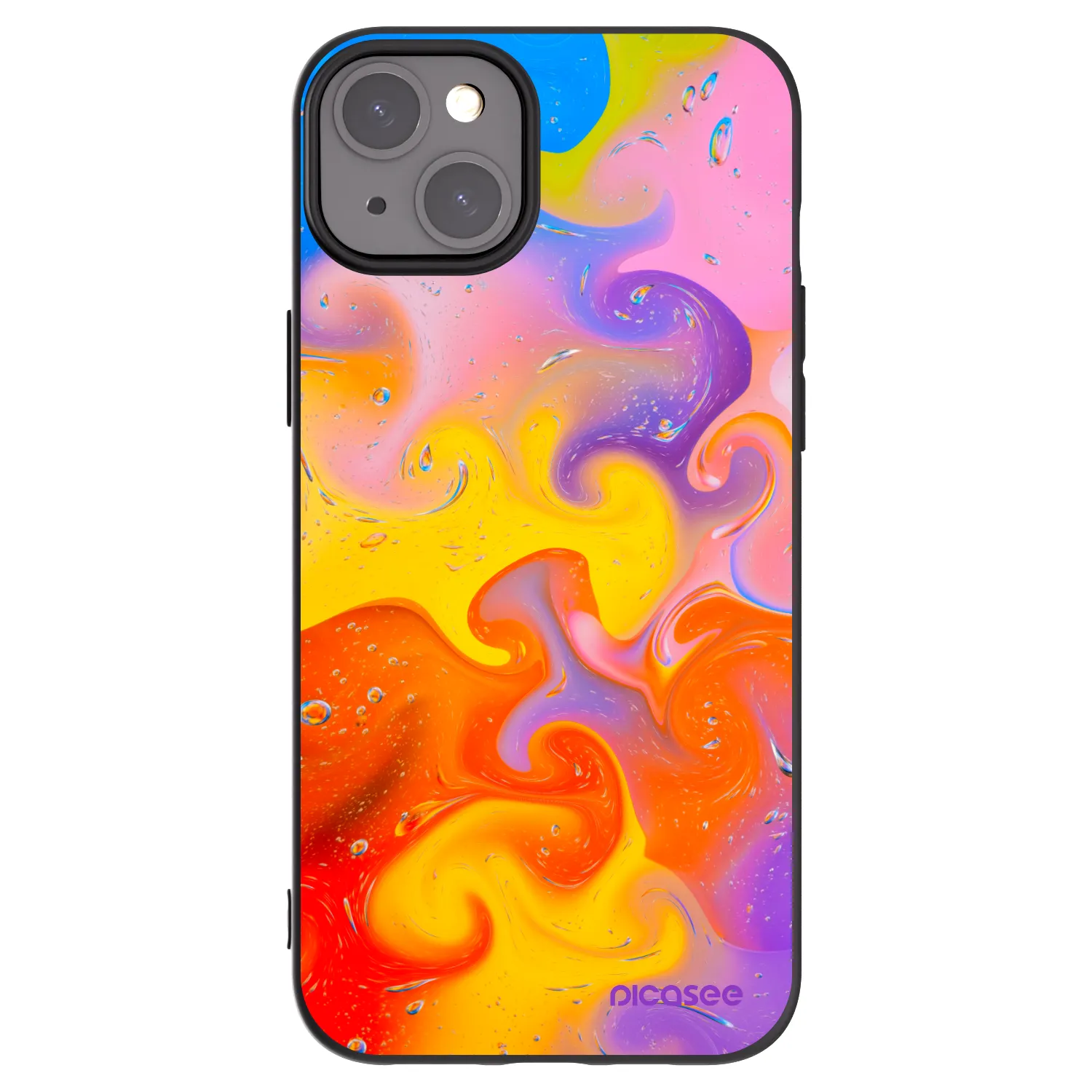 Picasee Apple iPhone 15 Plus Hülle - Schwarzes Silikon - Bubbles