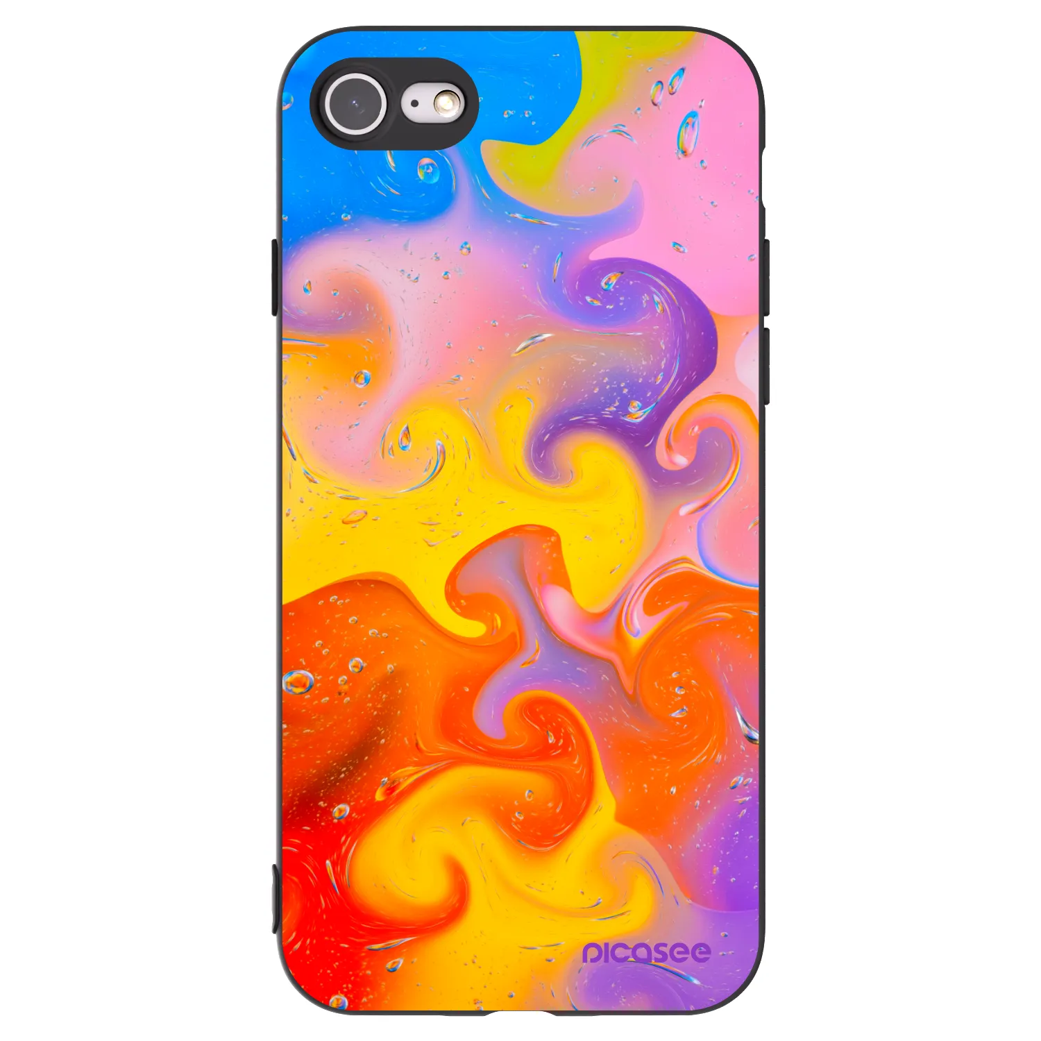 Picasee Apple iPhone 8 Hülle - Schwarzes Silikon - Bubbles
