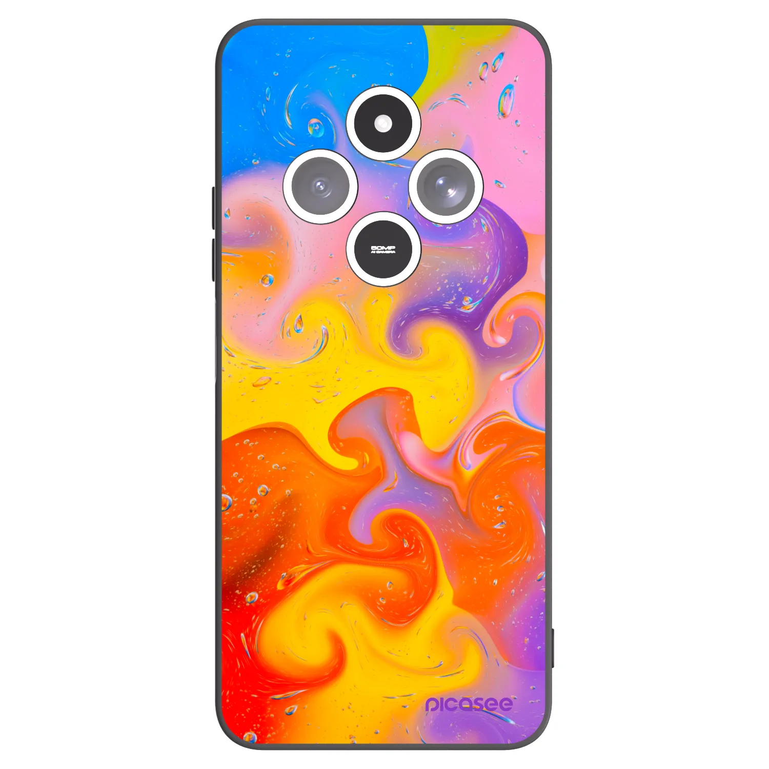 Picasee Xiaomi Redmi 14C Hülle - Schwarzes Silikon - Bubbles