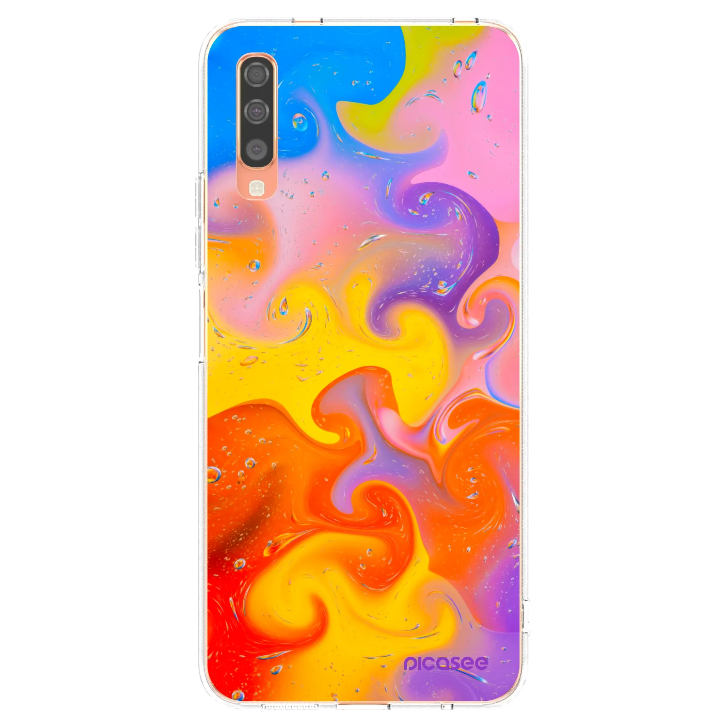 Picasee Samsung Galaxy A70 A705F Hülle - Transparentes Silikon - Bubbles