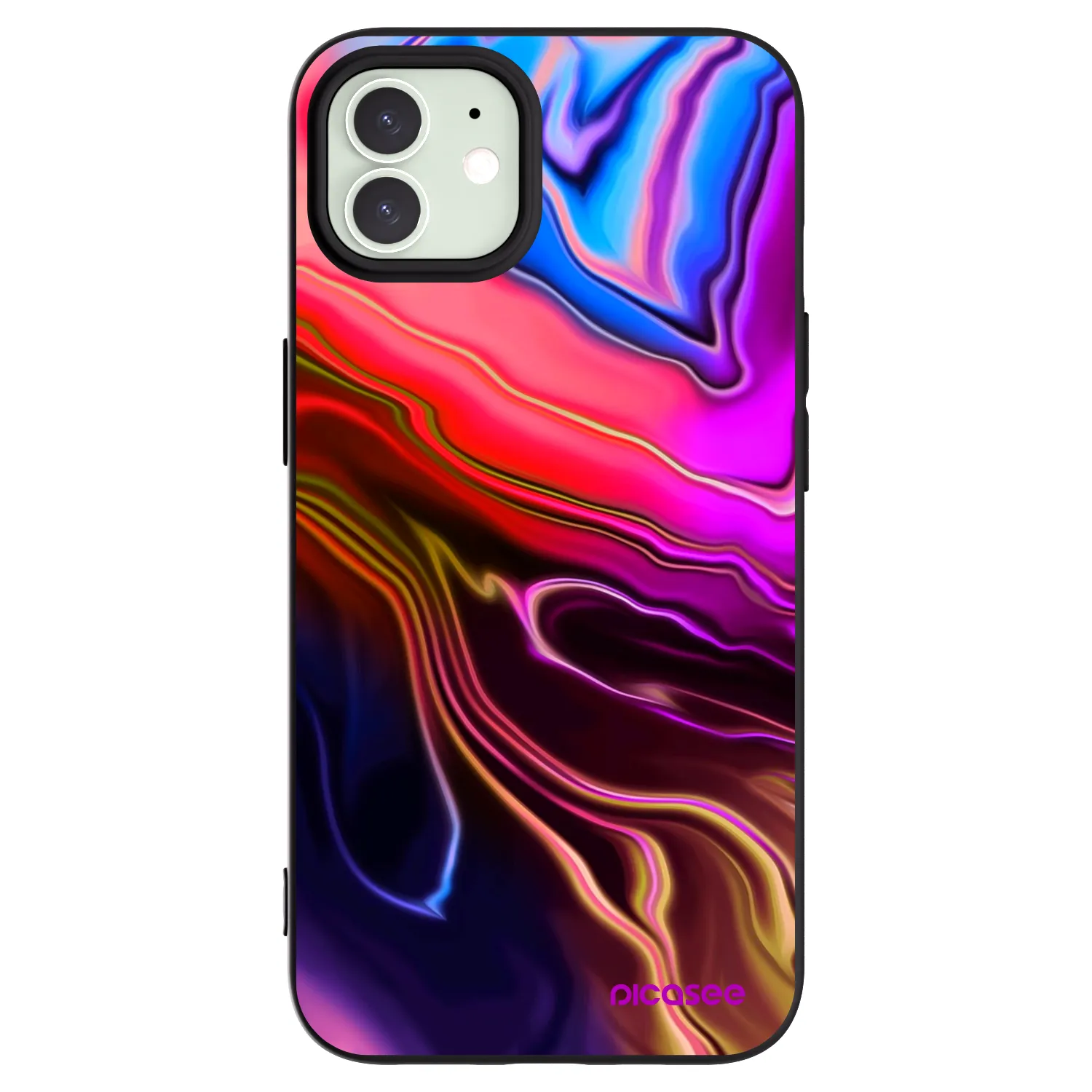 Picasee Apple iPhone 12 Hülle - Schwarzes Silikon - Electric