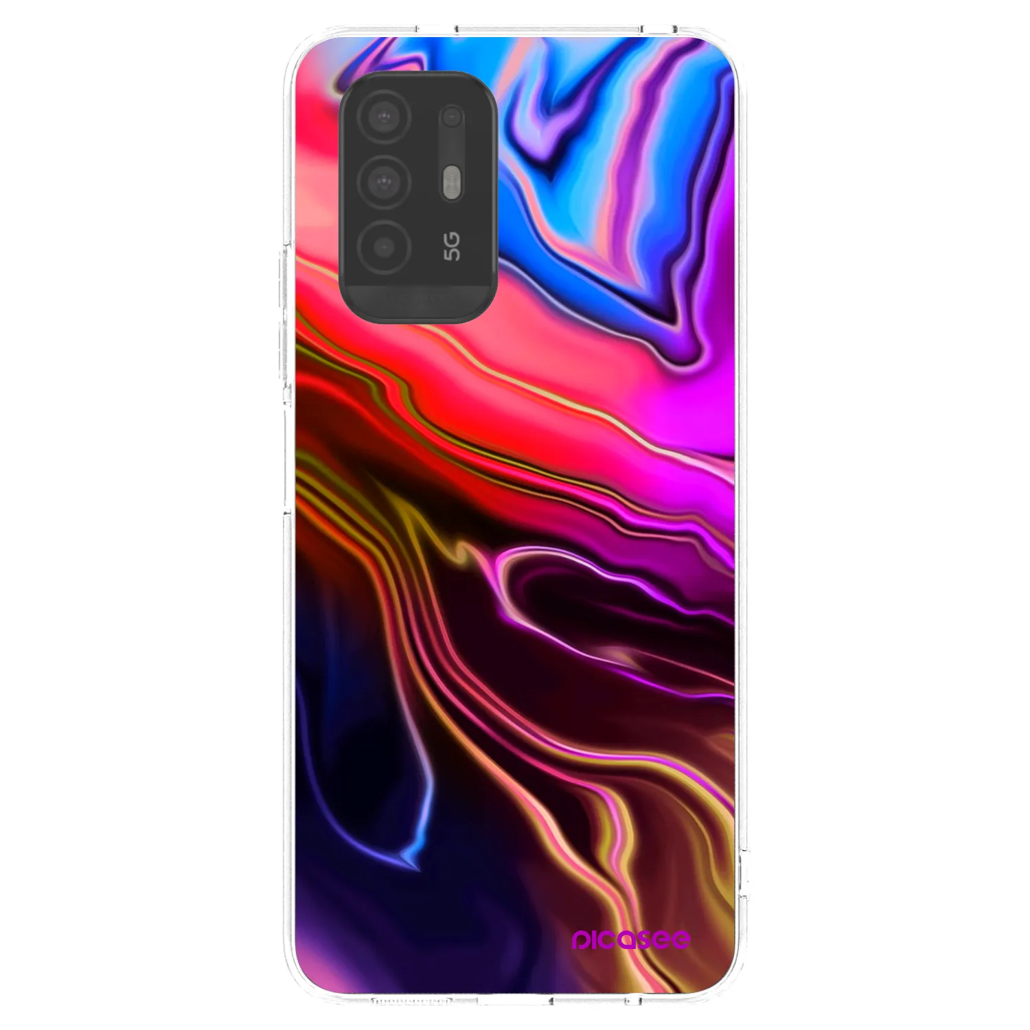 Picasee OPPO A94 5G Hülle - Transparentes Silikon - Electric