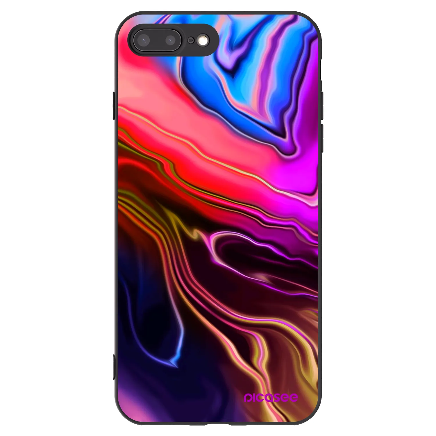 Picasee Apple iPhone 8 Plus Hülle - Schwarzes Silikon - Electric